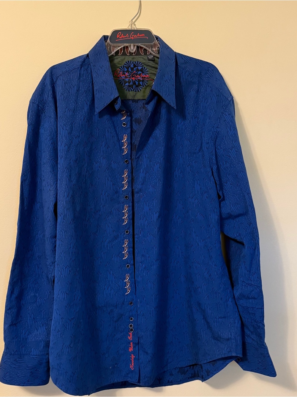 Robert Graham Royal Blue Embroidered Button-Down Shirt